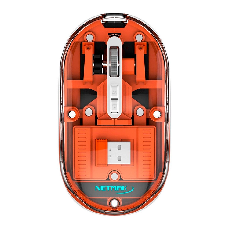 Mouse Netmak Optimize M670 Inalambrico Transparente Naranja 2.4GHZ BT 5.0 Art.NM-M670-O